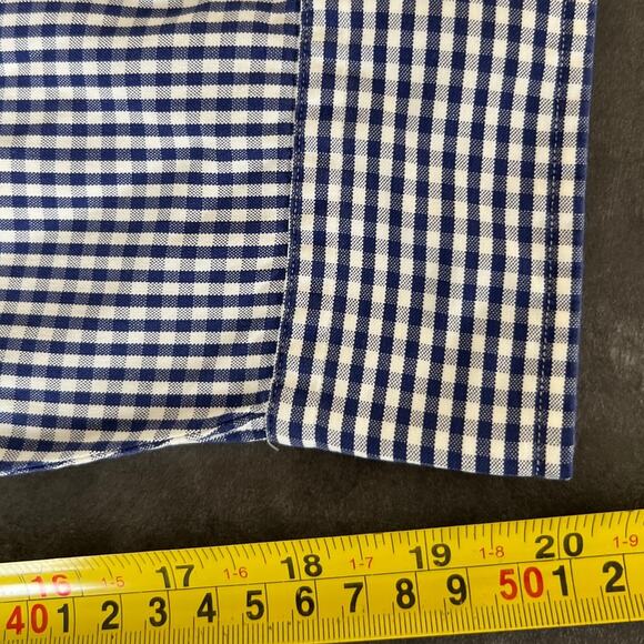 Ralph Lauren Yarmouth 100% Cotton 17 34/35 Checkered Blue - Picture 6 of 6